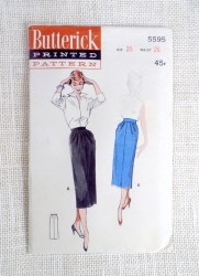 5595 1951 DRAPED HIP SLIM SKIRT PATTERN 14 WST 26'' HIP 35